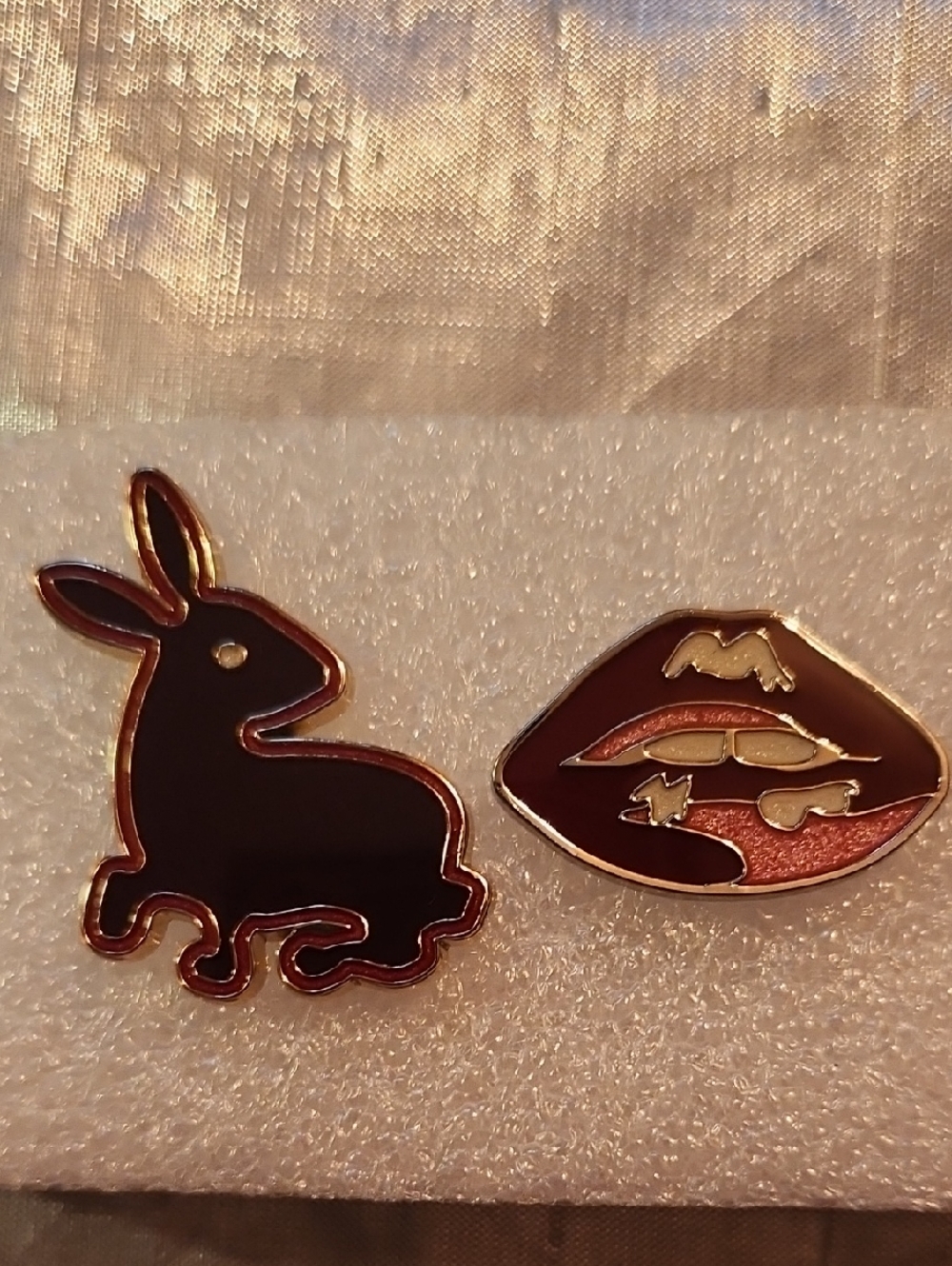 Coach Black and Rose Gold Bunny & Lip Enamel Pin Set